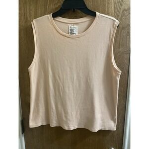 For Days Crop Tank Top Women's Organic Recycled Cotton Peach Ribbed M Stretch